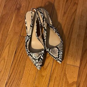 Snake print kitten heels